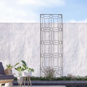 H Potter Large Diamond Trellis, Metal Garden Trellis, Wrought Iron, Outdoor Yard Art, Includes Ground Spikes, For Climbing Plants Roses Ivy