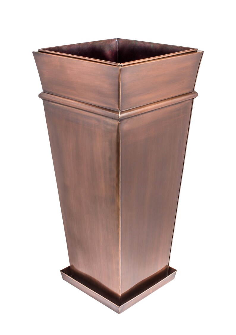 H Potter Tall Planter Indoor Outdoor Flower Container Antique Copper with Drip Tray H Potter Tall Planter Indoor Outdoor Flower Container Antique Copper with Drip Tray