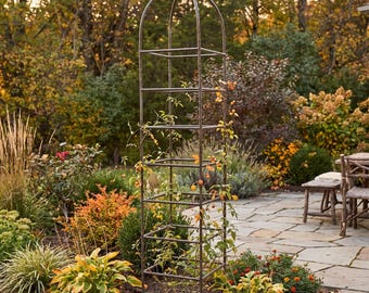 H Potter Metal Garden Obelisk Trellis | 8.5 Foot Tall Climbing Plant Support (Powder Coated)