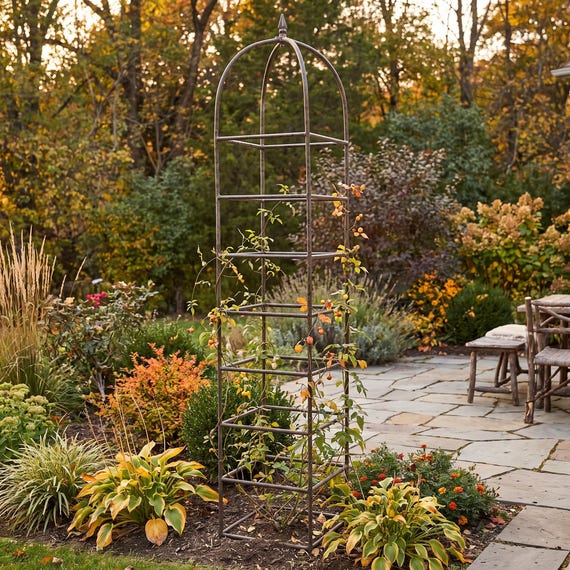 H Potter Metal Garden Obelisk Trellis | 8.5 Foot Tall Climbing Plant Support (Powder Coated)
