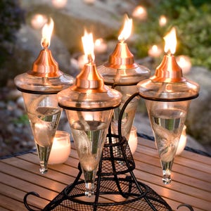 H Potter Tabletop Glass Torch Outdoor Lighting Patio Lighting, Deck, Balcony, Backyard Decor Copper Snuffer Holiday Garden Wedding Gift Idea