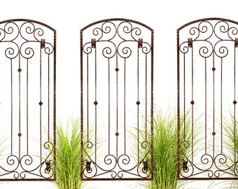 H Potter Trellises | 3 Large 6 ft Metal Garden Screens with Wall Brackets Wrought Iron Heavy, Wall Art, Lawn, Patio & Wall Decor Screen