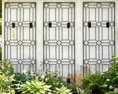 H Potter - Set of 3 Metal Garden Trellises, Iron Diamond Wall Art, Climbing Plant Support - Wall Brackets Included