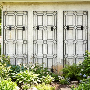 H Potter - Set of 3 Metal Garden Trellises, Iron Diamond Wall Art, Climbing Plant Support - Wall Brackets Included