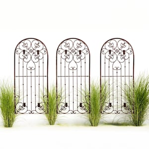 H Potter Set of 3 Metal Wall Trellises, Iron Scroll, Mounting Brackets, Art Decor, Patio, Deck, Balcony Outdoor Room, Yard, Backyard Garden