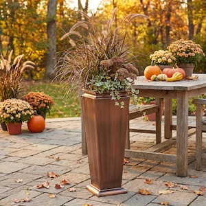 H Potter 36"Tall Planter | Antique Copper Finish | Indoor Outdoor Urn | Front Door Entryway Decor | Drainage Hole and Planting Insert