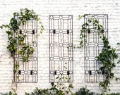 H Potter Wall Art 3 Large Diamond Trellises with 12 Brackets, Metal Garden Wrought Iron Outdoor Decor for Climbing Plants, Roses, Clematis