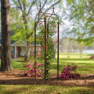 H Potter Obelisk Trellis Heavy Duty Trellis Tall Metal Garden Trellis – Large Wrought Iron Trellis for Climbing Plants Roses Clematis Yard