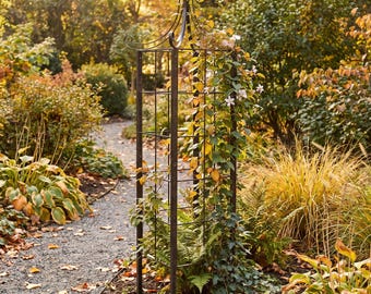 H Potter 7 ft Trellis Garden Obelisk Freestanding Iron Large Metal Trellis for Climbing Plants - Backyard Decor - Yard Art - Outdoor Wedding