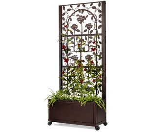 H Potter Trellis Planter Box, Metal Garden Roses, 75" Tall Indoor Outdoor, Heavy Duty Iron Privacy Screen, Patio Deck Balcony Room Divider