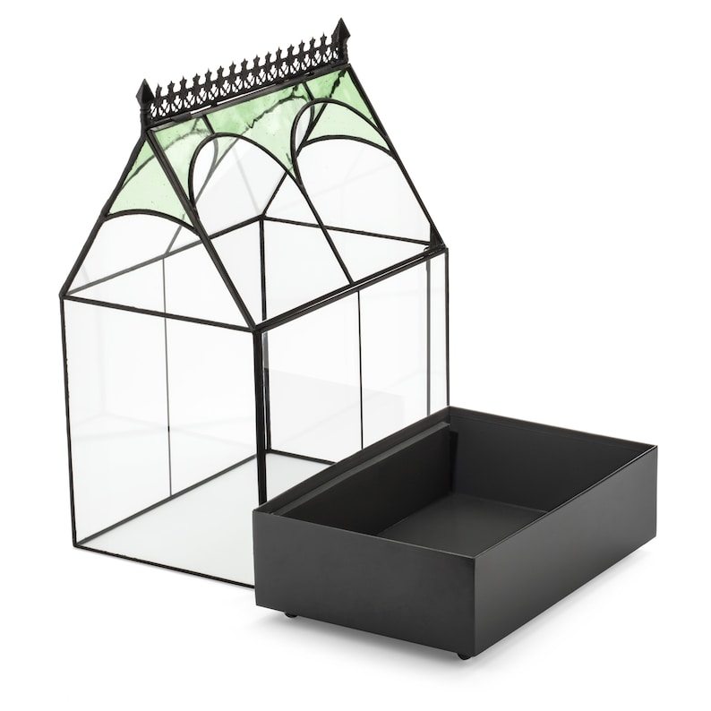 H Potter brand large green glass terrarium Wardian Case for indoor garden fill with plants houseplants succulents ivy moss orchids plant container wedding centerpiece fairy garden greenhouse unique gift idea air plants mothers day valentines
