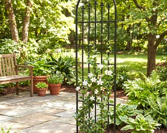 H Potter Iron Garden Trellis | 80" Tall Metal Yard Art | Durable Landscape Functional Climbing Plant Support | Backyard Patio Decor