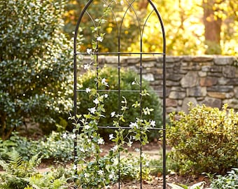 H Potter Tall Metal Garden Trellis - Black Iron Gothic Yard Art for Climbing Plants