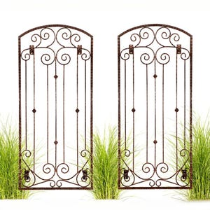 H Potter 2 Large 6 ft Garden Trellises | Wall Brackets Wrought Iron Heavy, Scroll Metal, Wall Art, Yart Art, Lawn, Patio & Wall Decor Screen