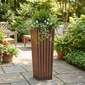 H Potter Tall Metal Garden Planter – Antique Copper Finish - Indoor Outdoor Entryway & Front Door - Heirloom, Durable Large Statement Piece