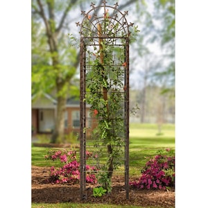 H Potter Trellis Tall Obelisk Metal Garden Trellis Large Wrought Iron Trellis for Climbing Plants Roses Clematis Grid Vertical Yard Art