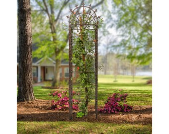 H Potter Tall Obelisk Metal Garden Trellis – Large Wrought Iron for Climbing Plants like Roses and Clematis Grid Pattern Vertical Yard Art