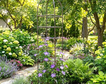 H Potter Garden Trellis | 8.5 Foot Tall Iron Obelisk |Large For Climbing Plants | Metal Vertical Yard Art | Backyard Gift | Roses & Clematis