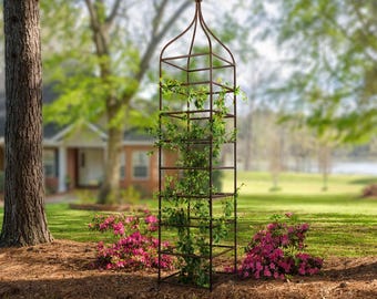 Tall Metal Garden Trellis Obelisk – Vertical Yard Art, Climbing Plants