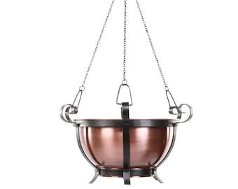 H Potter Hanging Suspended Planter for Outdoor Plants - Metal, Round, Copper Finish - Patio, Balcony, Deck Outdoor Gardening Unique Gift