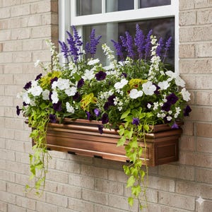 H Potter 48" Window Box – Metal Window Planter with Brackets, Outdoor Flower Container, Garden Gift, Exterior Decor