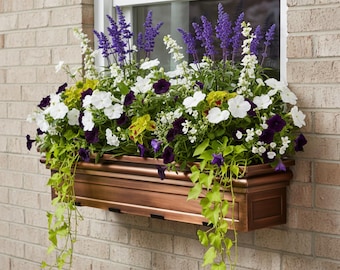 H Potter 48" Window Box – Metal Window Planter with Brackets, Outdoor Flower Container, Garden Gift, Exterior Decor