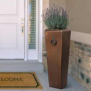H Potter Vertical Planter – 35&quot; Tall Metal Garden Planter for Patio, Deck, Balcony – Antique Copper Finish – Outdoor & Indoor Plant Stand