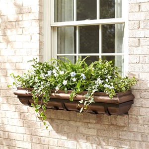H Potter Window Box 48 Inch Planter | Antique Copper Flower Plant Container for Windows | Attach to House | Rectangular