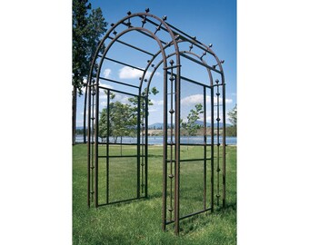 H Potter Large Metal Garden Arbor, Architecture Landscape Structure, Wrought Iron, Yard Art, Backyard Wedding Decor for Climbing Plants