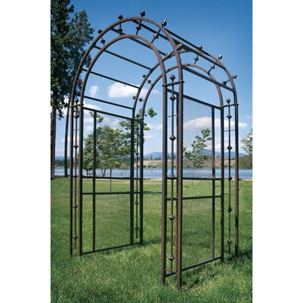 H Potter Large Metal Garden Arbor, Architecture Landscape Structure, Wrought Iron, Yard Art, Backyard Wedding Decor for Climbing Plants