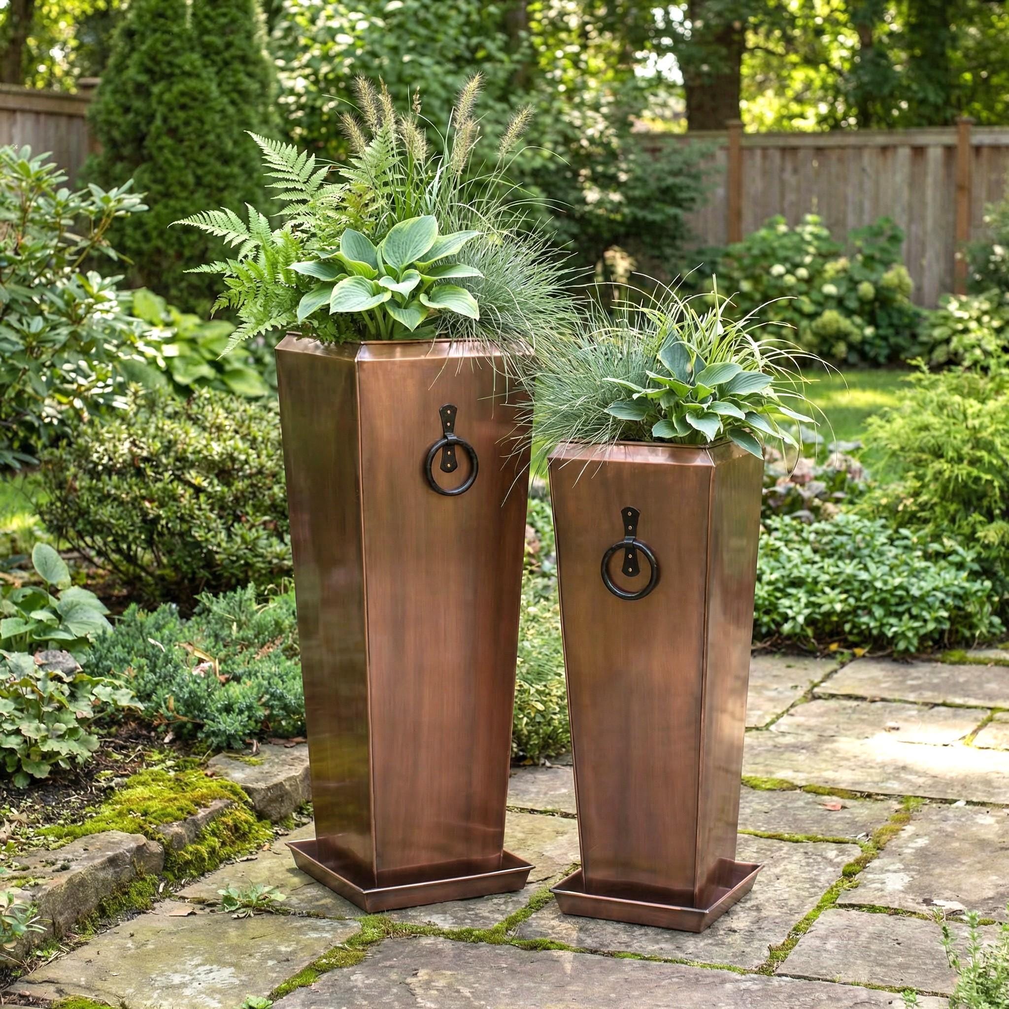 H Potter Tall Planter Set of 2 Indoor Outdoor Planters With Drip