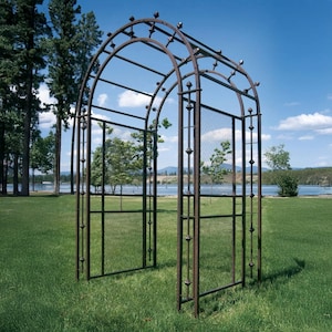 H Potter Arch Large Metal Garden Arbor, Architecture Landscape Structure, Wrought Iron Yard Art, Backyard Wedding Decor for Climbing Plants
