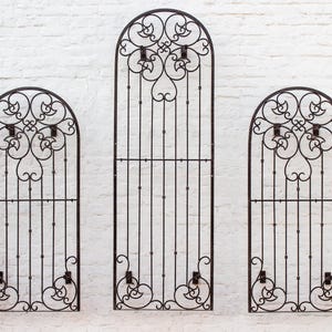 H Potter Trellis Set of 3 Metal Wall Trellises Mounting Brackets 2 - 6 ft and 1 - 8 ft Iron Scroll Garden Trellis Patio Deck Metal Wall Art
