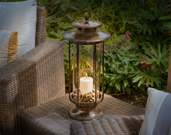 H Potter Candle Lantern Cast Iron & Glass 19" Tall Decorative Hurricane Unique Gift Indoor Outdoor Lighting - Pool Patio Deck Backyard