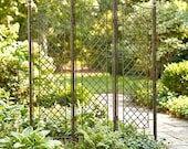 H Potter - Large 3-Panel Iron Garden Trellis for Climbing Plants - Metal with Powder Coat Finish