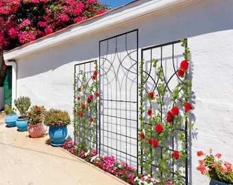 Metal Trellis Set of 3 – Black Iron Plant Support, Backyard Art