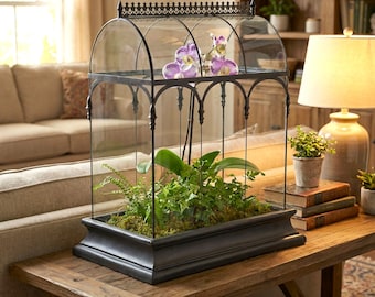 H Potter Large Glass Terrarium – 22-Inch Wardian Case, Indoor Garden Display - Orchid Case - Indoor Greenhouse - Mother's Day Gift Idea