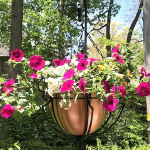 H Potter Hanging Planter Basket, Large Round Copper Finish, Garden Decor Pot, Patio, Deck, Mothers Day Gift, Outdoor