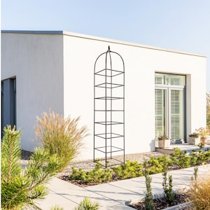 H Potter Garden Trellis 8.5 Foot Tall Obelisk, Iron Large For Climbing Plants, Metal Vertical Yard Art, Backyard Gift - Roses & Clematis
