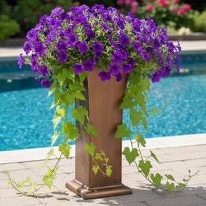 H Potter Tall Planter Large Outdoor Copper Pots - Patio Deck Garden Entryway Porch Flower Plant Container Use Indoors Unique Gift