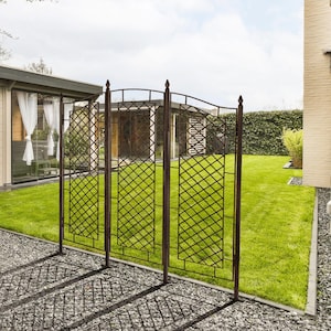 H Potter Large Garden Trellis, 3 Panel Wrought Iron Screen for Climbing Plants, Living Wall, Landscaping Fence, Outdoor Yard Art Heavy Duty