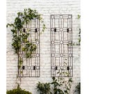 Metal Garden Trellises Wall Art, Iron Outdoor Decor, Set of 2
