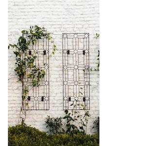H Potter Trellises Wall Art 2 Large Screens with 8 Brackets, Metal Garden Wrought Iron Outdoor Decor Yard Art Backyard Rose Clematis Trellis
