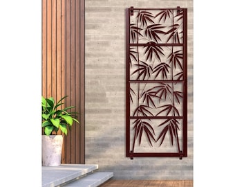 H Potter Trellis Screen with Wall Brackets Patio Deck Balcony, Metal 82 Inches Tall, Indoor Outdoor, Heavy Duty Iron Frame Laser Cut Pattern