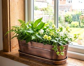 H Potter Planter Pot - Succulent Herb Garden Container Box - Rectangular Flower Pot Indoor Outdoor