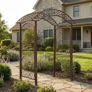 H Potter Garden Arbor – Climbing Plant Support - Heavy Duty Iron Arch Archway - Outdoor Trellis - Rose Tower