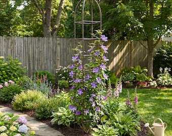H Potter Iron Trellis, Large Obelisk For Climbing Garden Plants, Metal Vertical Yard Art, Garden Gift, Outdoor Decor Backyard Accent