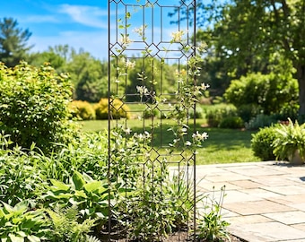 H Potter Large Diamond Garden Trellis 69" | Heavy Duty Iron Climbing Trellis for Roses, Ivy & Clematis - Ground Spikes, Freestanding