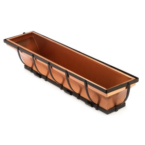 H Potter Copper Window Box Metal Planter, 36&quot; Outdoor Exterior, Brackets and Iron Frame Included, Herb Garden, Hanging, Flower, Deck