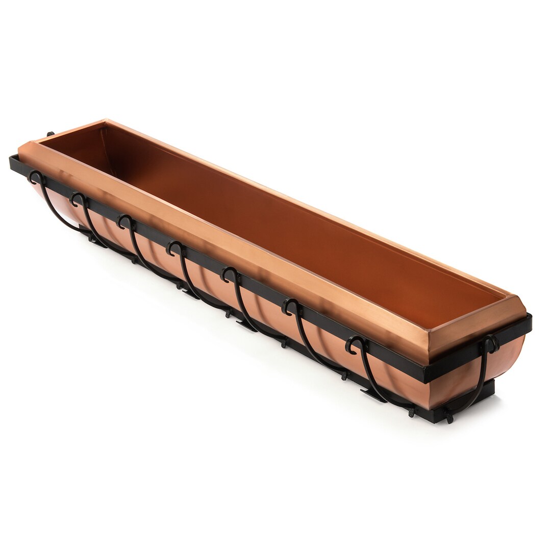 H Potter Copper Window Box 48 Inch With Metal Planter Brackets and Iron Frame, Outdoor Exterior